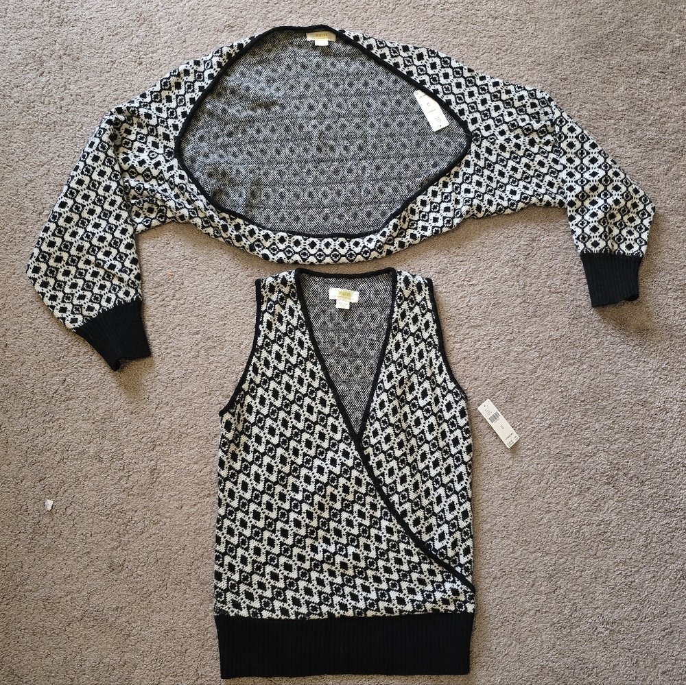 Anthropologie Maeve Vneck Faux Wrap Vest & Bubble Sweater Set Med NEW - Picture 6 of 9